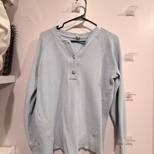 Old Navy Light Blue Waffle Knit Maternity Top